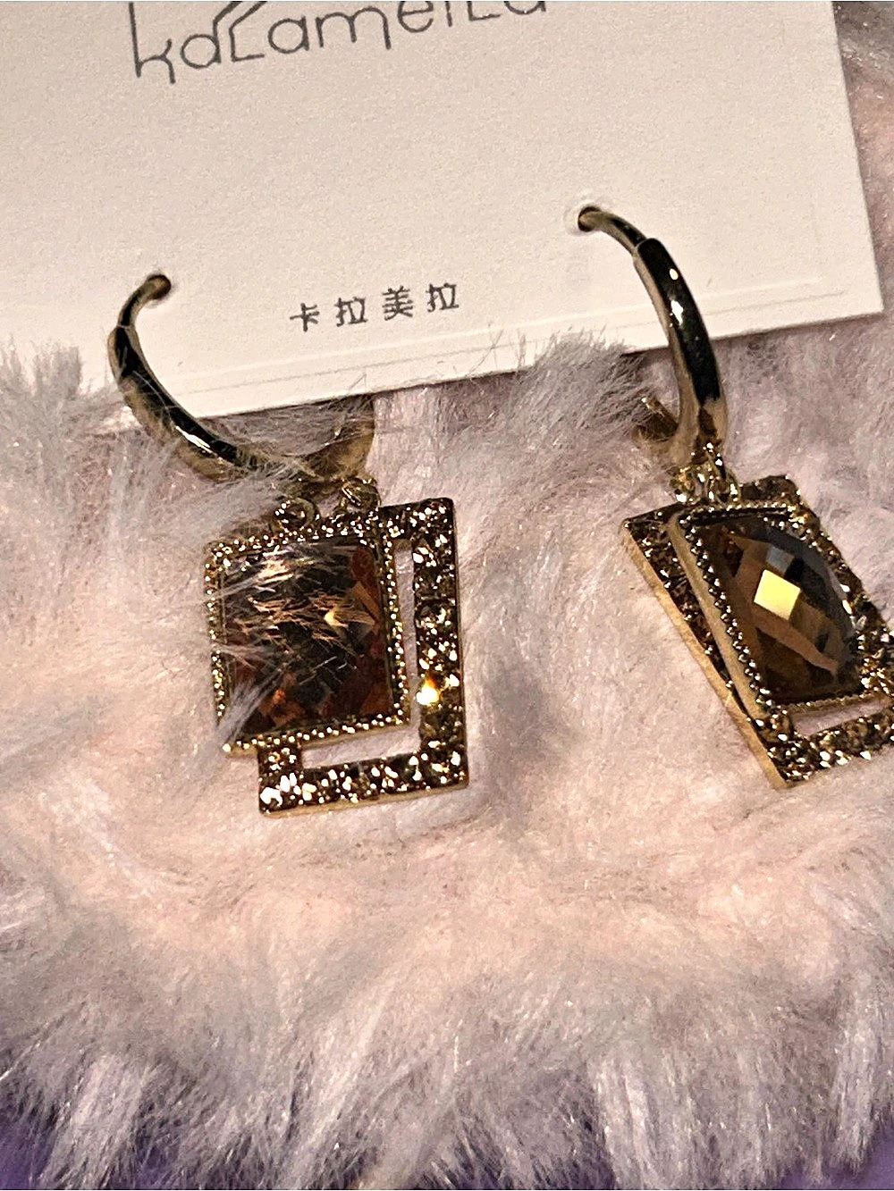 kaLameila Gold-Tone Crystal Drop Earrings NWT